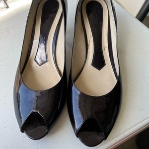 Black blue patton leather heel